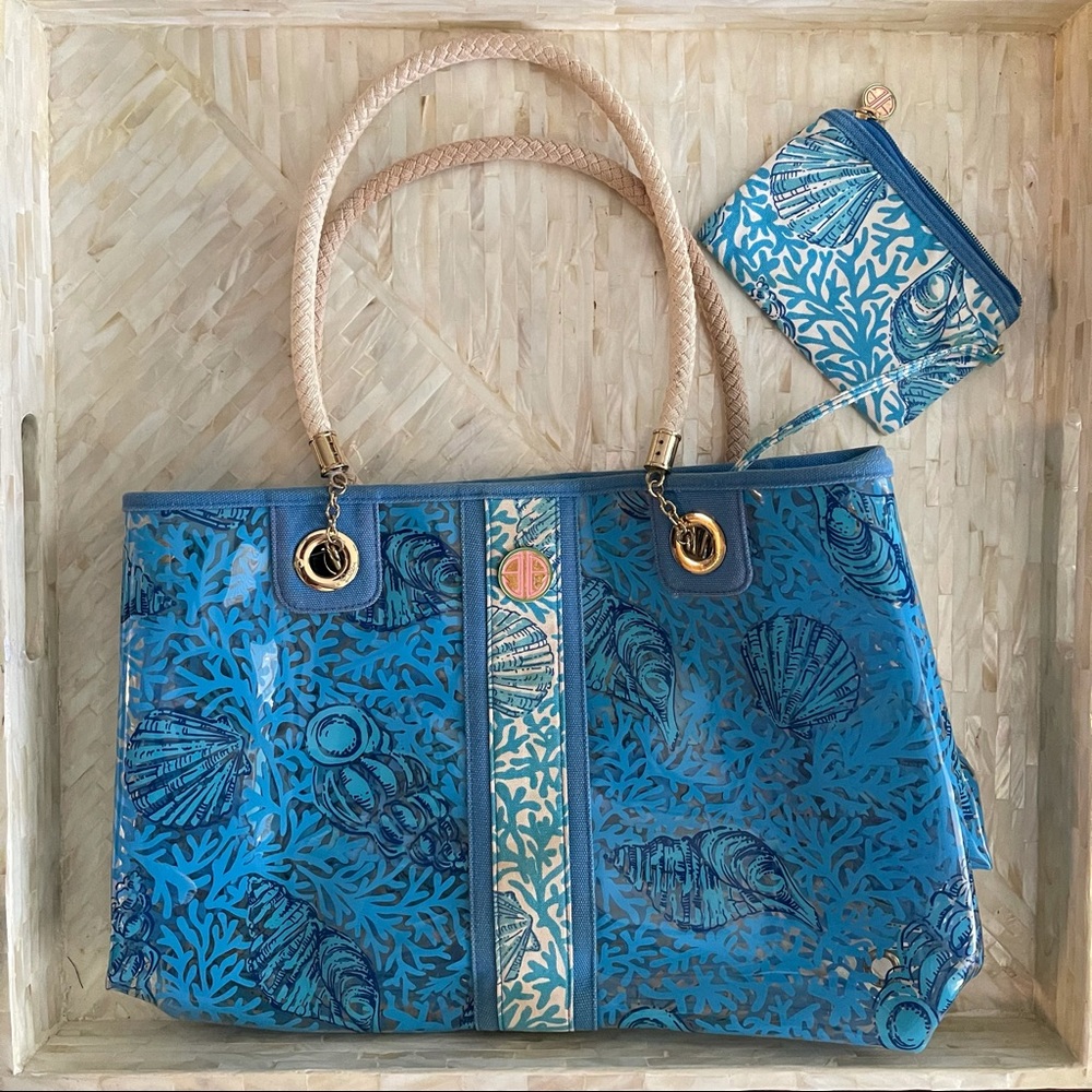 Lilly Pulitzer Jelly beach tote bag blue print